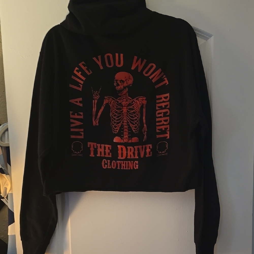 The Drive Clothing Co Distressed Crop Hoodie